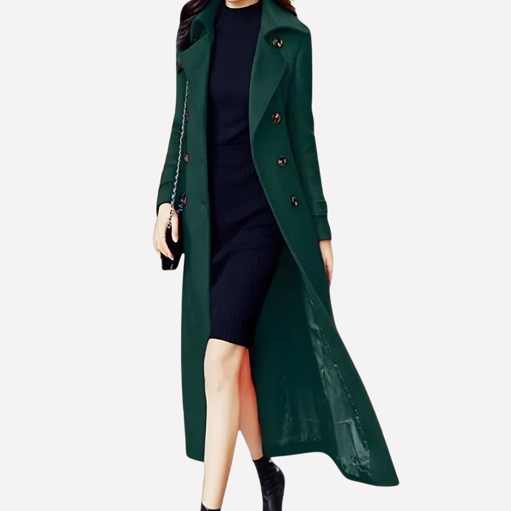 Women's Long Belted Shawl-Collar Coat