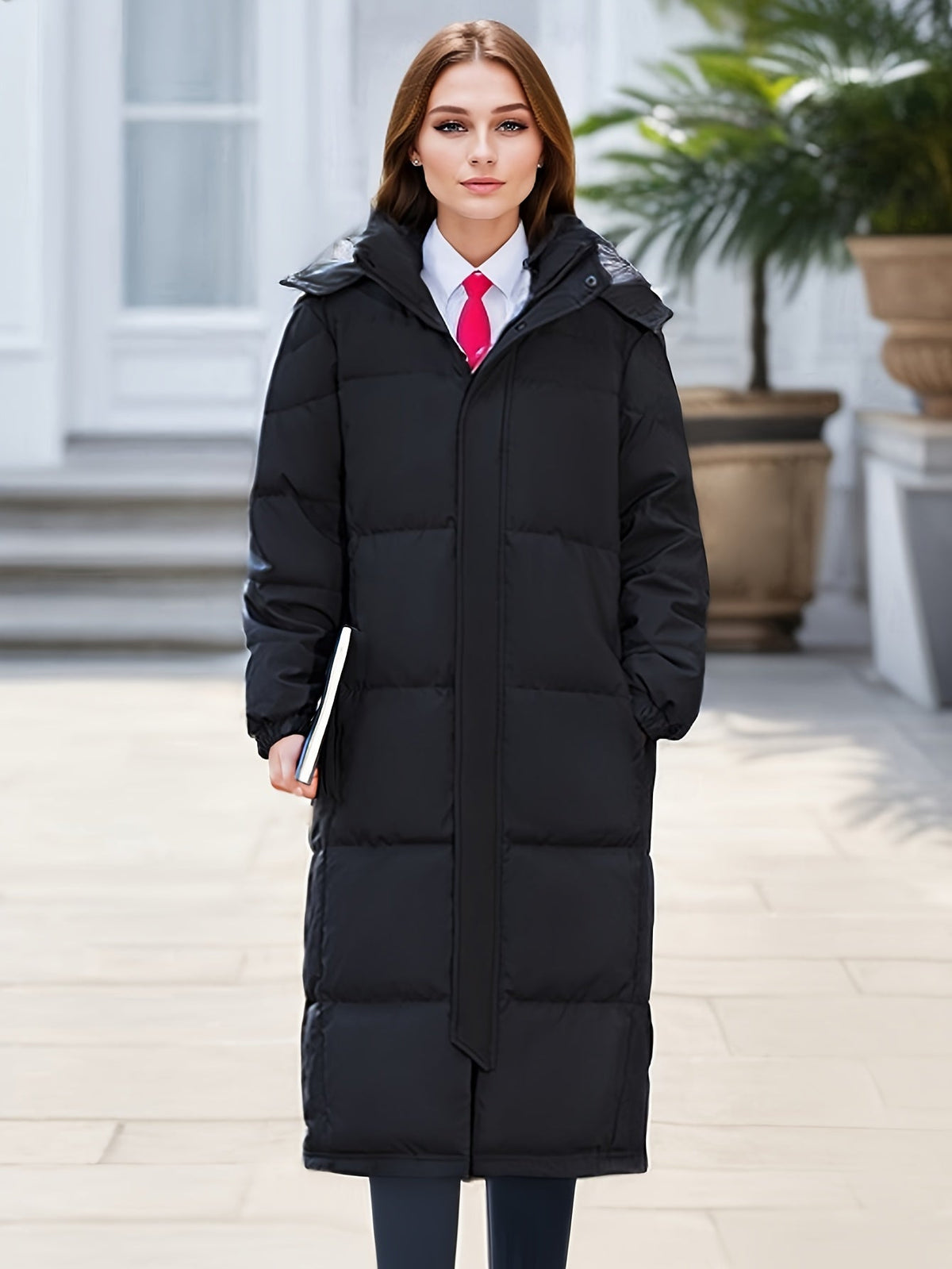 Women's Long Hooded Padded Coat for Autumn/Winter
