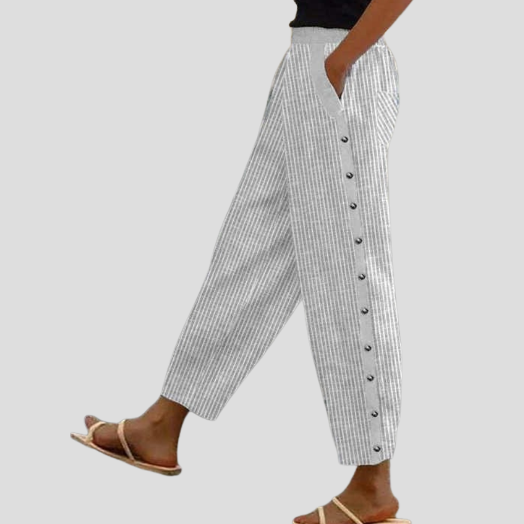 Women's Loose Striped Pants with Pockets