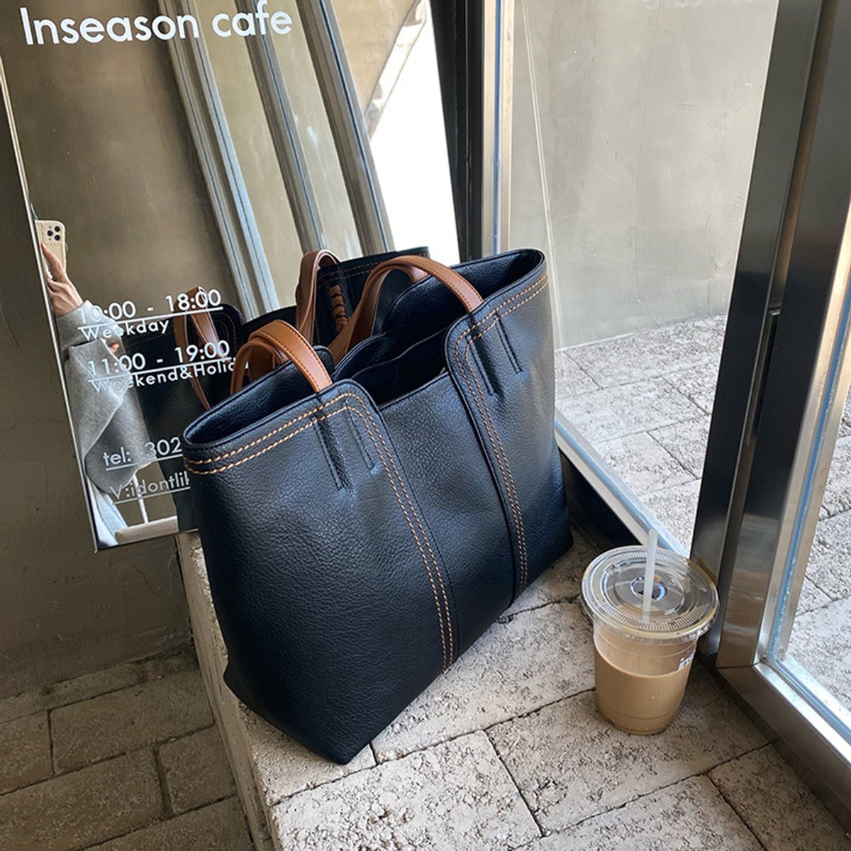 Women's Minimalist Large Structured Tote Bag