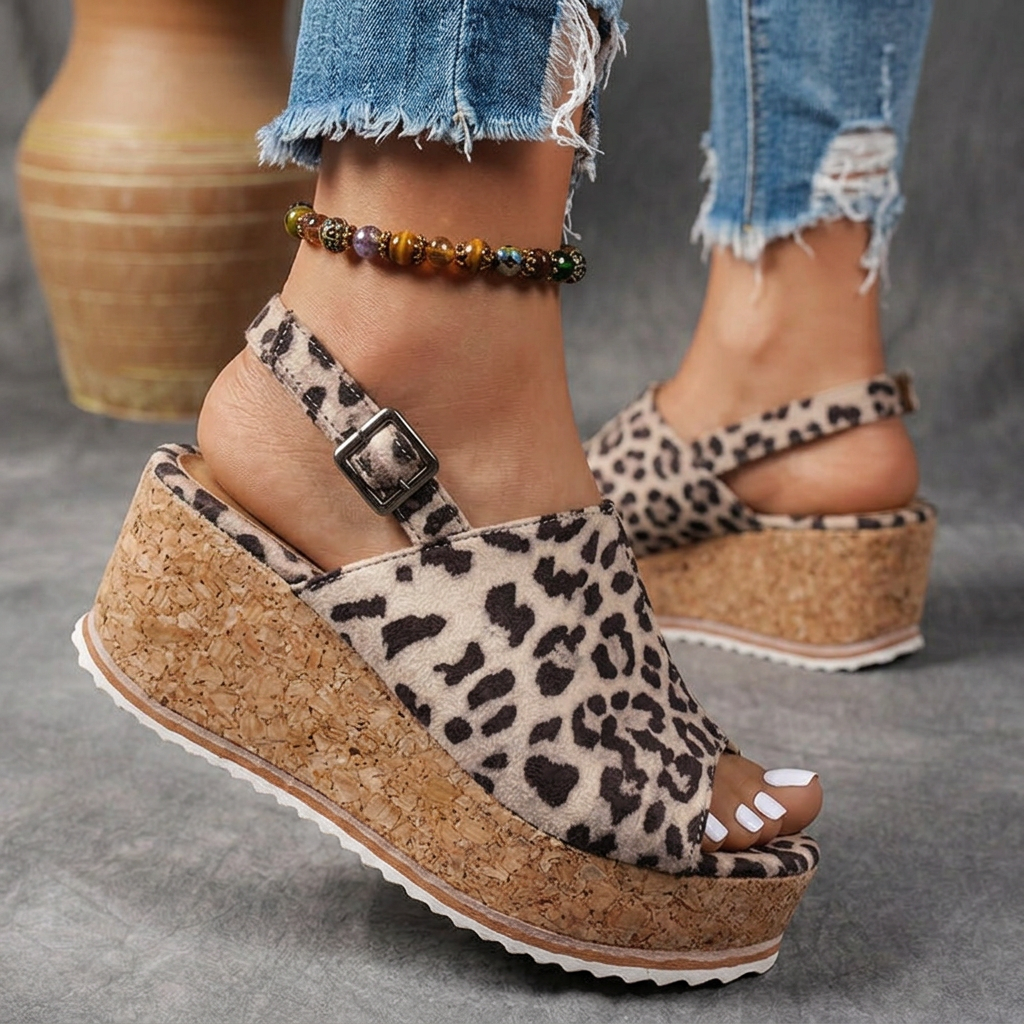 Women's Orthopedic Platform Sandals with Buckle Strap