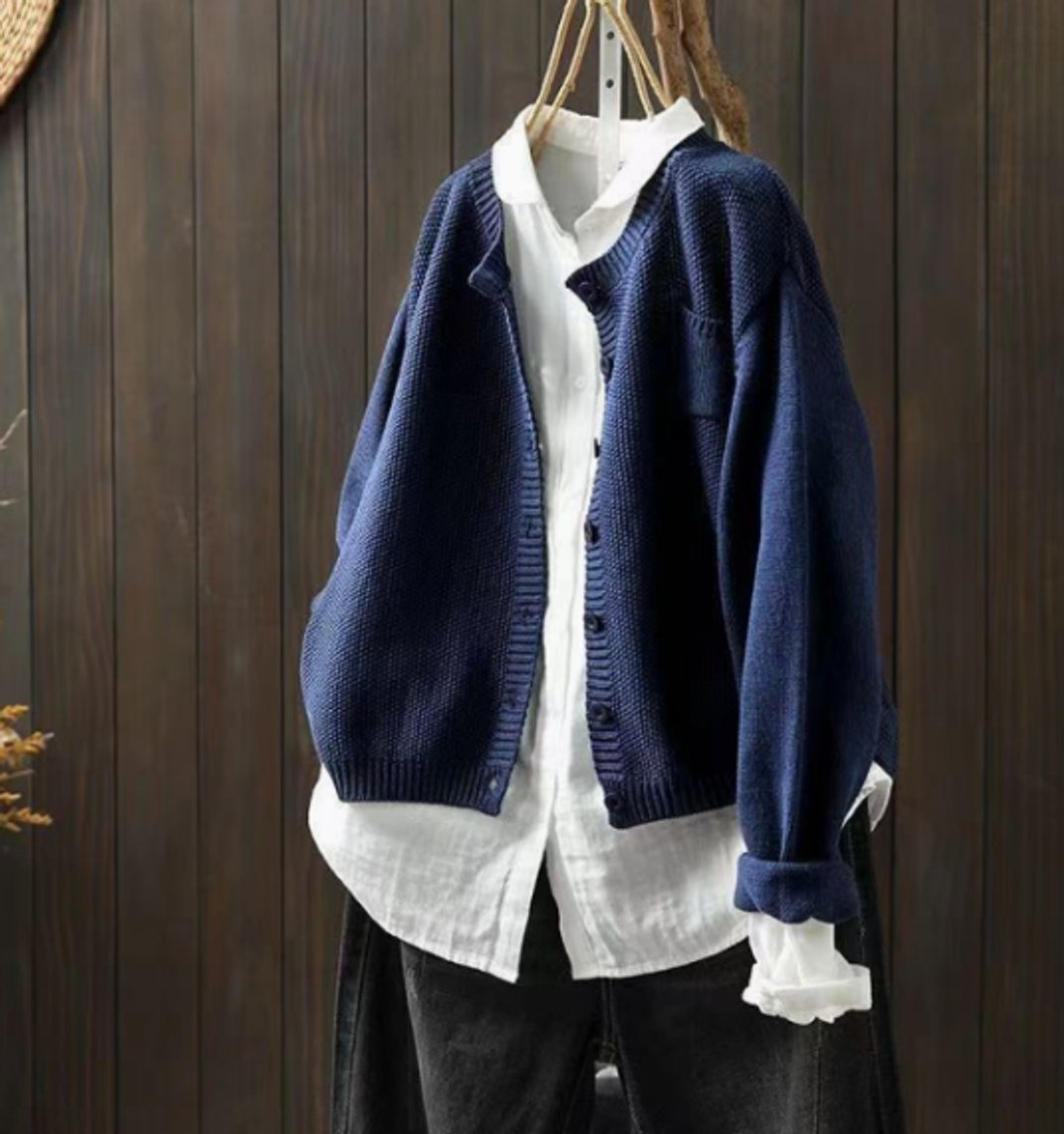 Women's Oversized Button-Front Relaxed Cardigan Sweater
