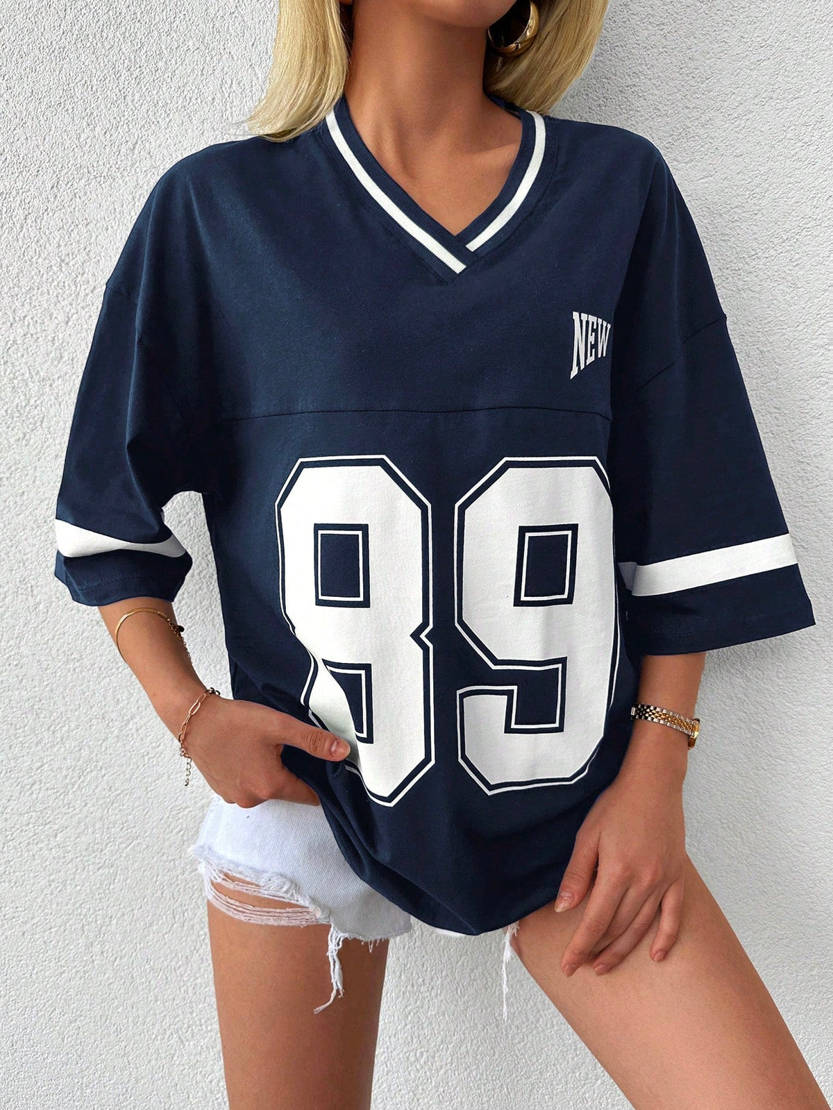 Women's Oversized Casual Baseball Football T-Shirt - Miley