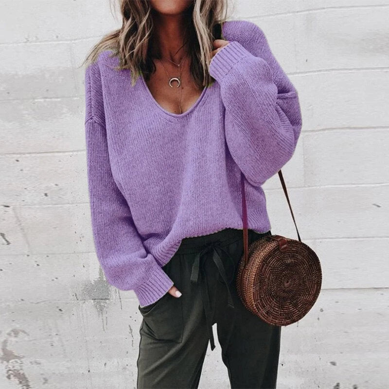 Women's Oversized V-Neck Sweater