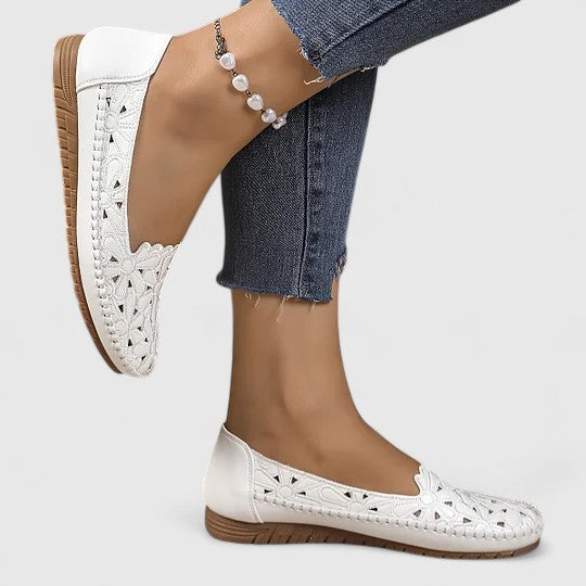Women's Perforated Floral Slip-On Ballet Flats
