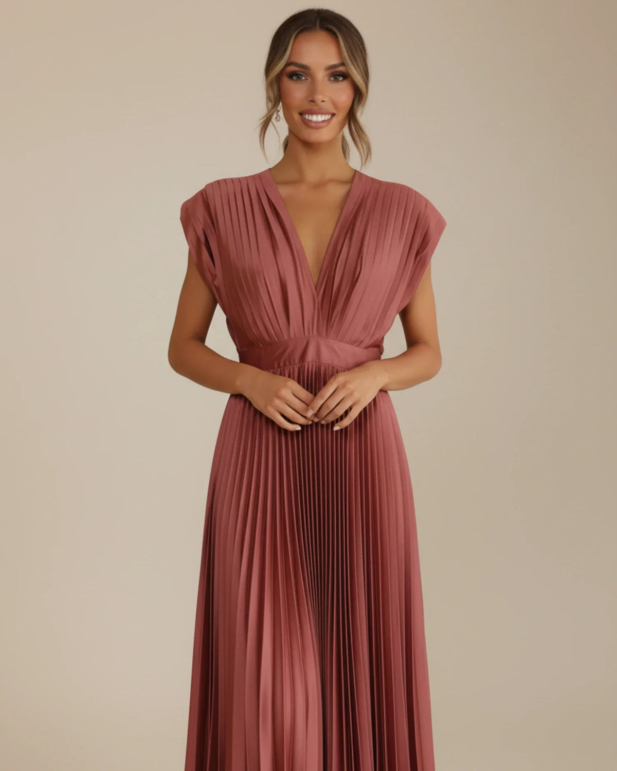 Women's Pleated Fit & Flare Midi Dress