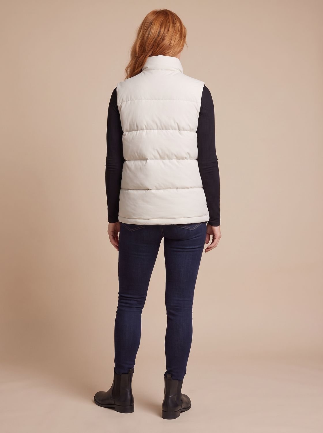 Women's Quilted Mock-Neck Puffer Vest with Flap Pockets