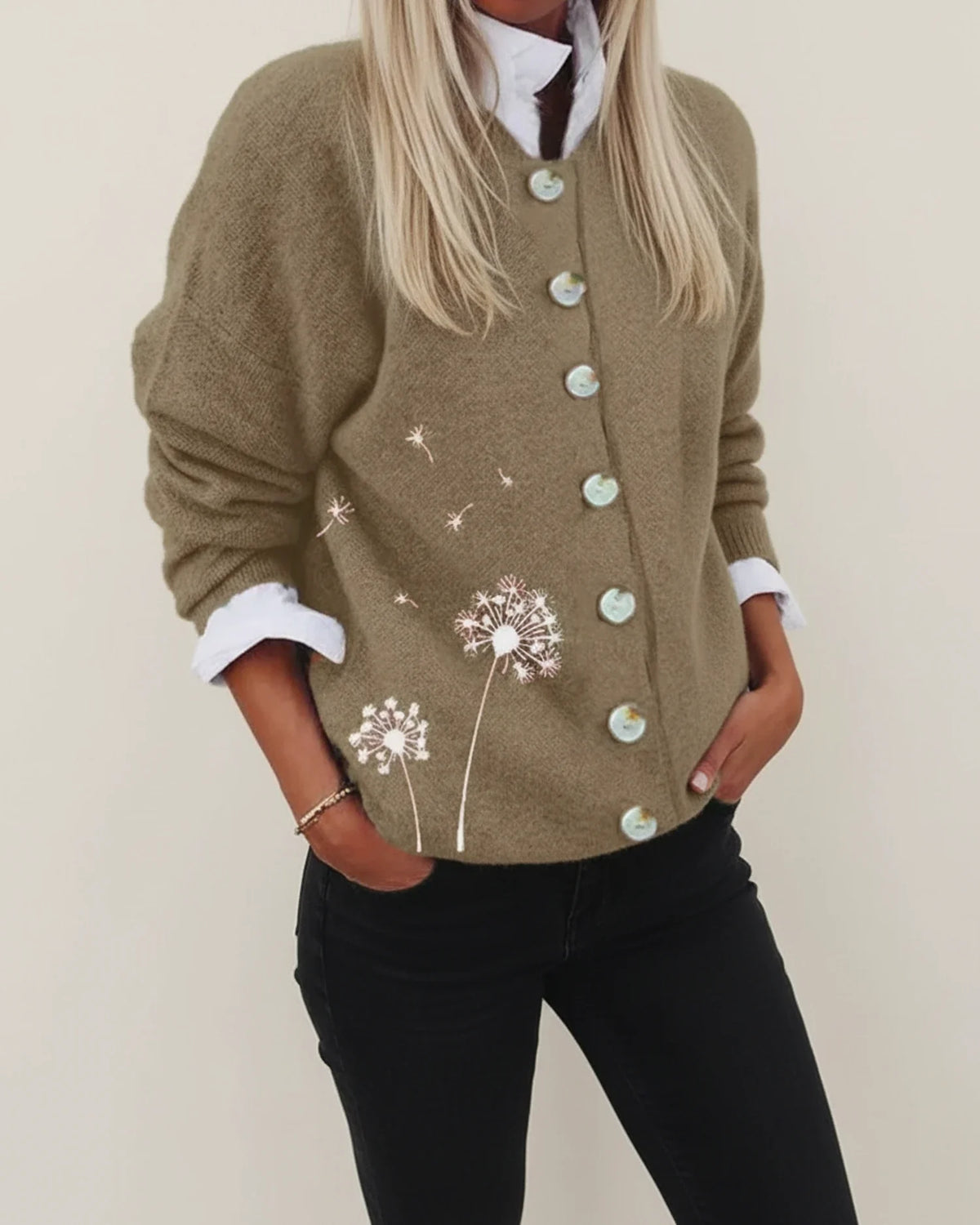 Women's Relaxed Button-Front Winter Cardigan