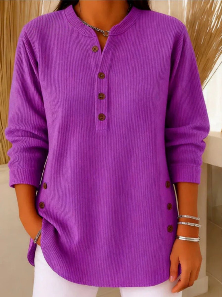 Women's Relaxed-Fit Longline Henley Tunic Top