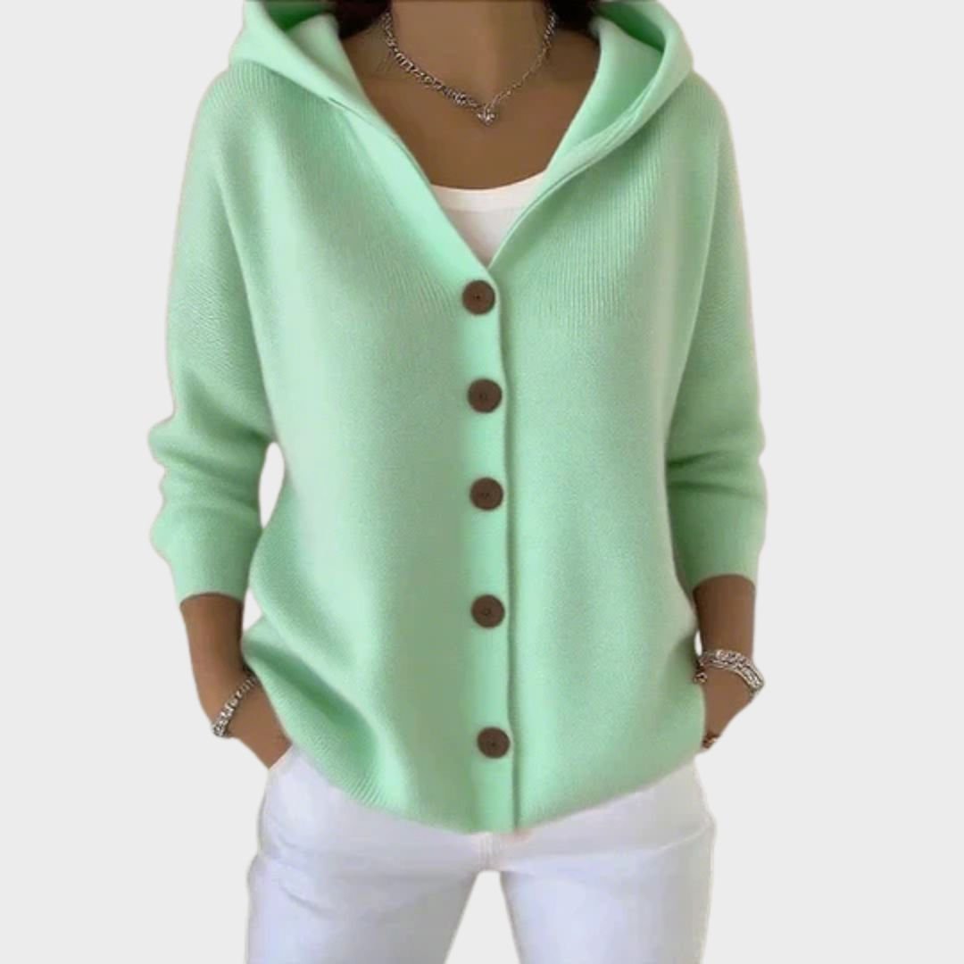 Women's Relaxed Hooded Button-Front Cardigan Sweater