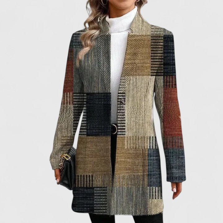 Women's Rustic Plaid Longline Blazer