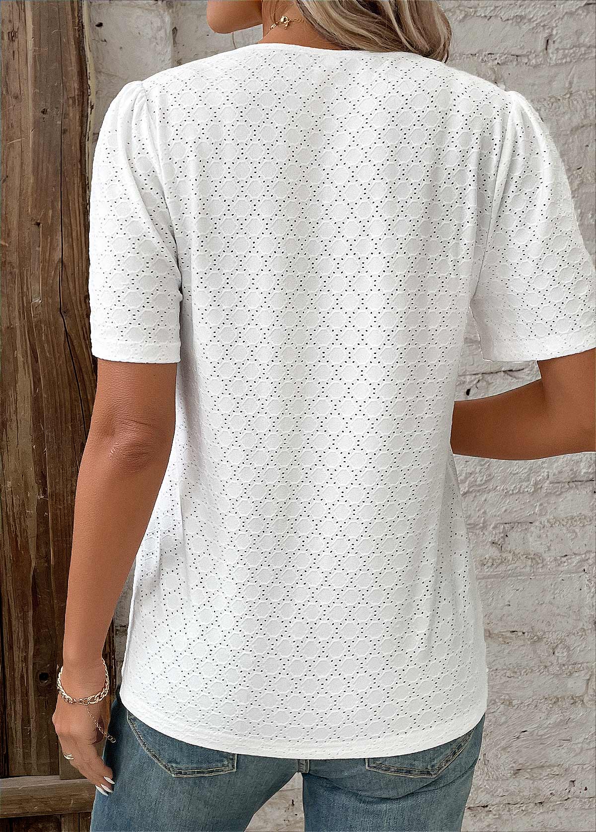 Women's Short Sleeve Button-Front Blouse
