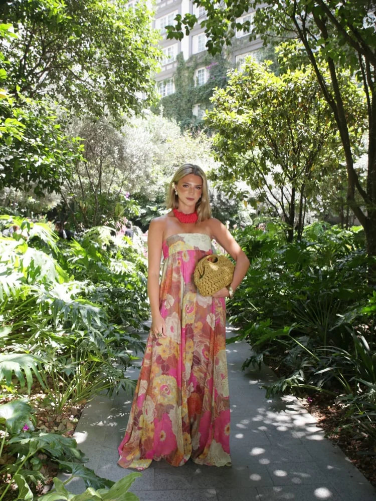 Women's Strapless Boho Maxi Dress