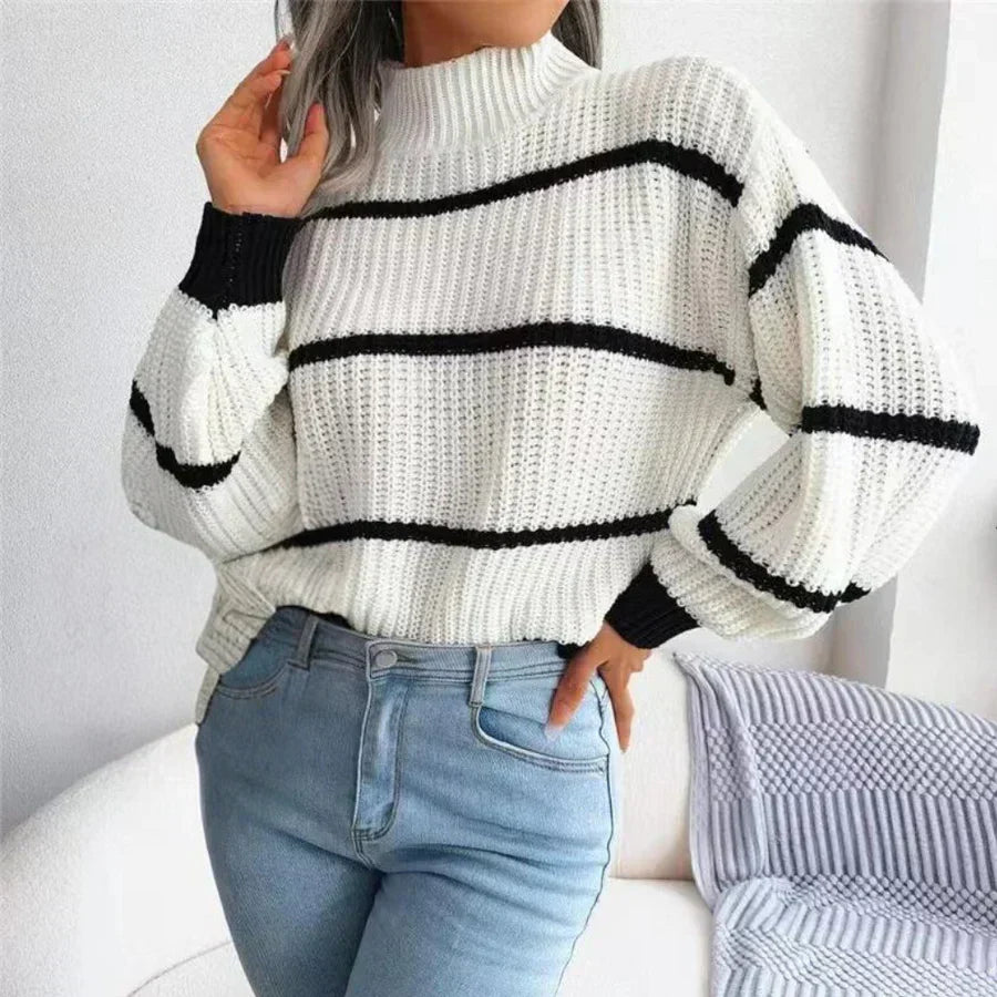Women's Striped Turtleneck Sweater