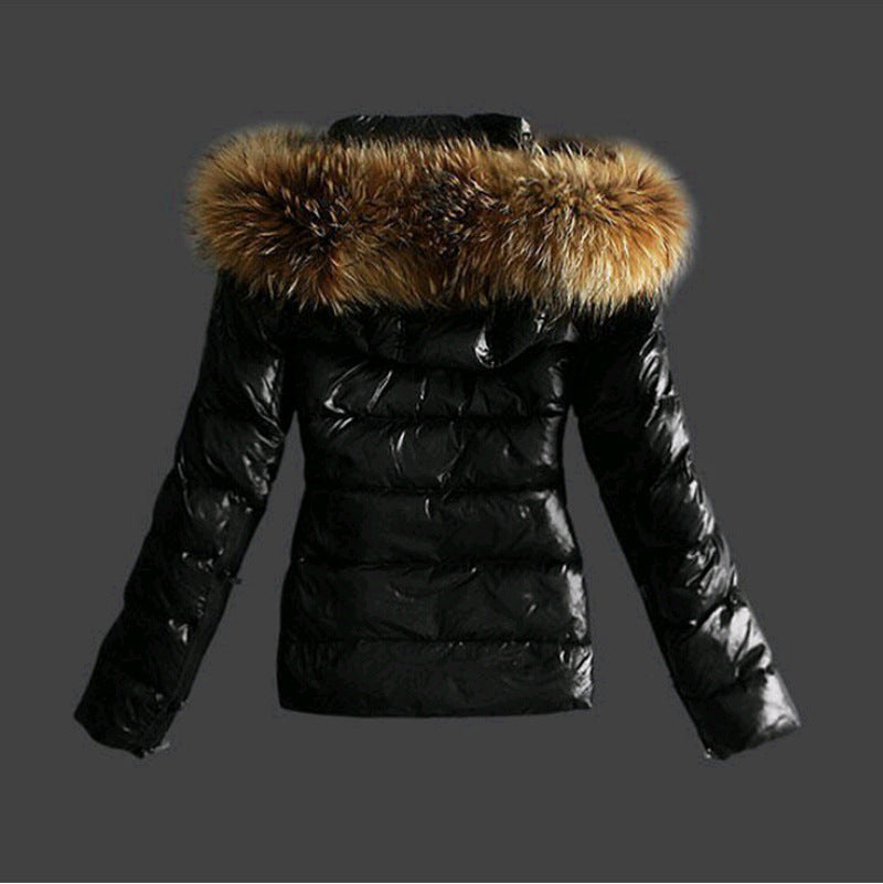 Women's Stylish Black Winter Jacket with Fur Collar
