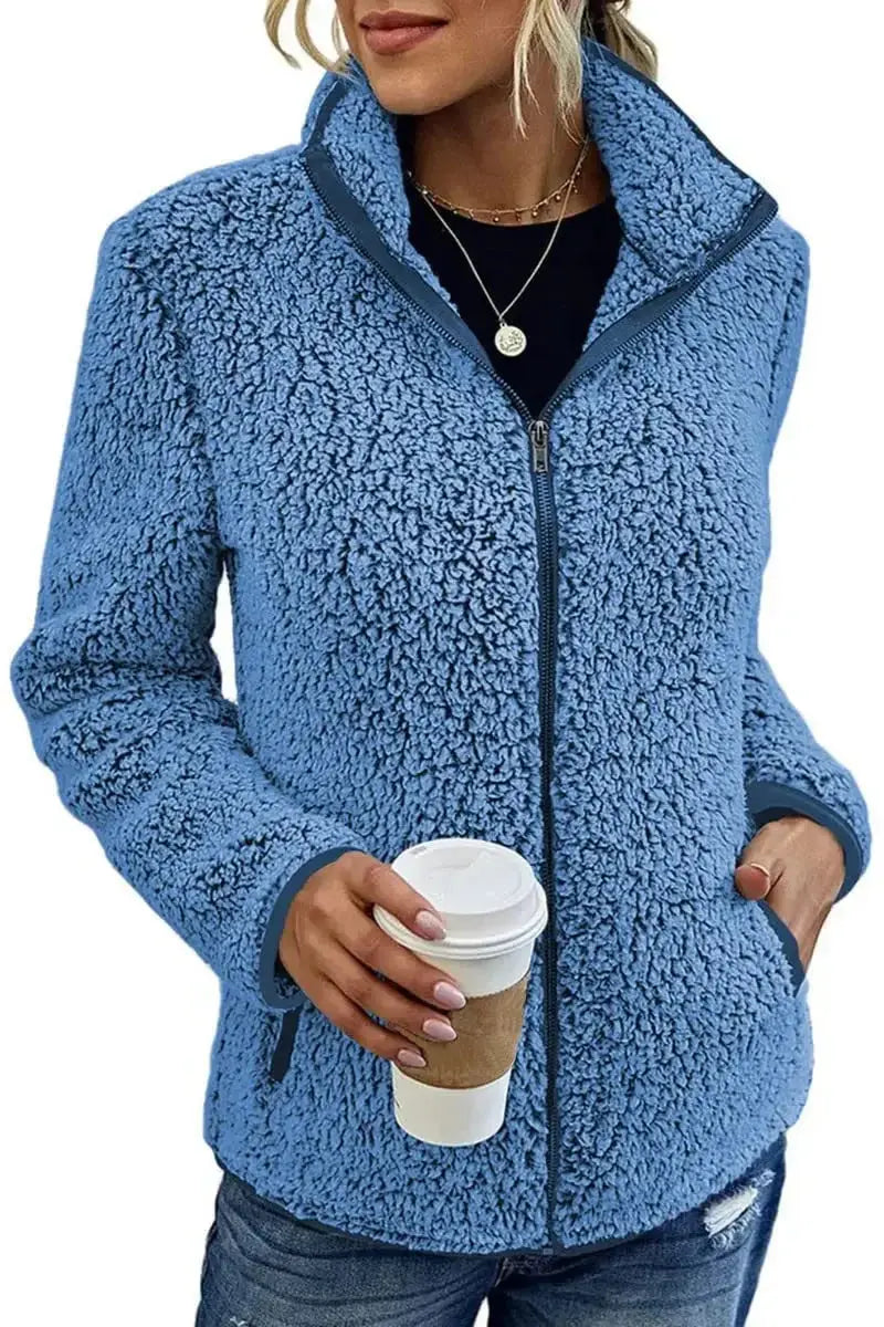Women's Tailored-Fit Zip-Up Jacket with High Collar