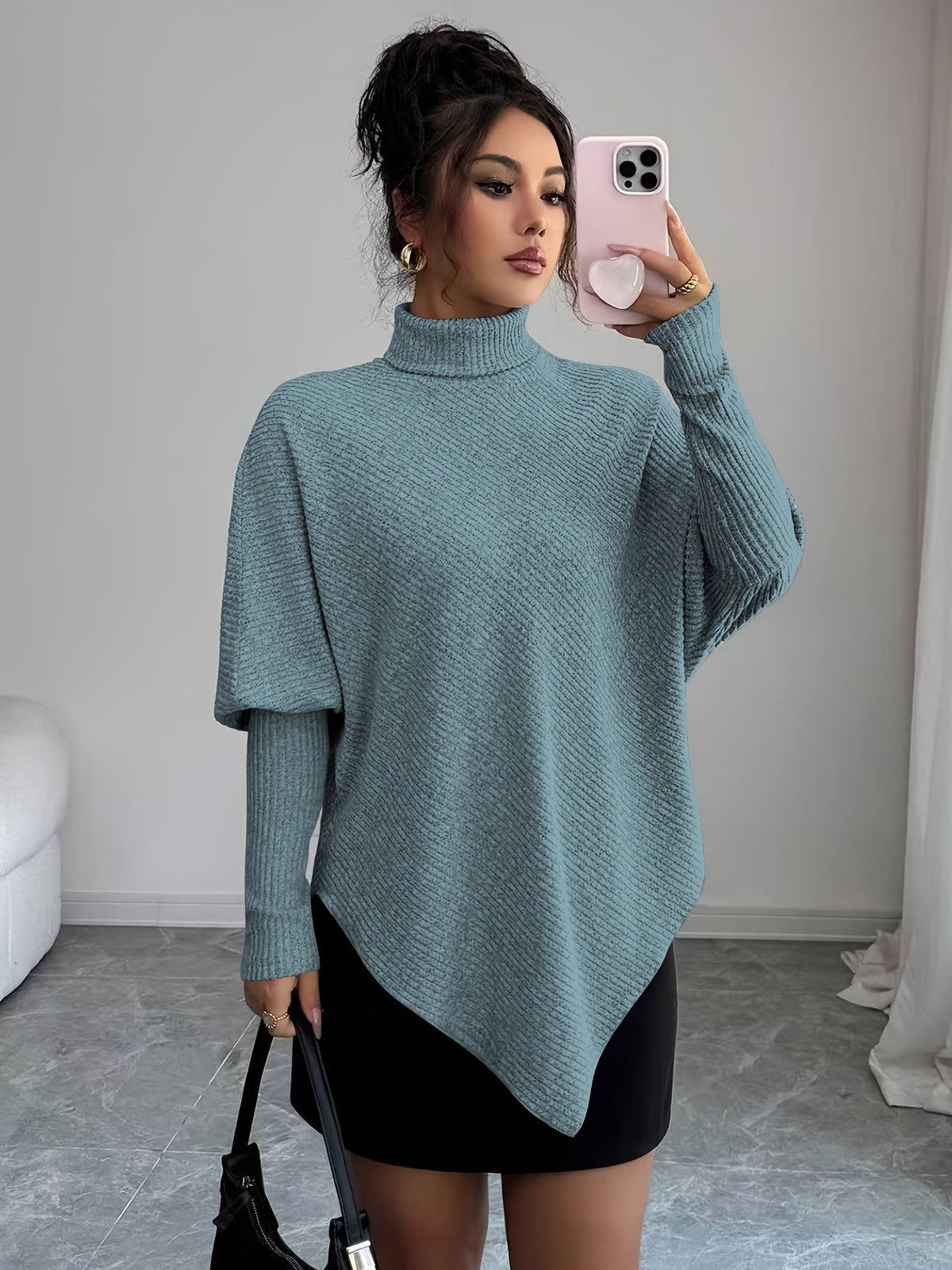 Women's Turtleneck Poncho Sweater