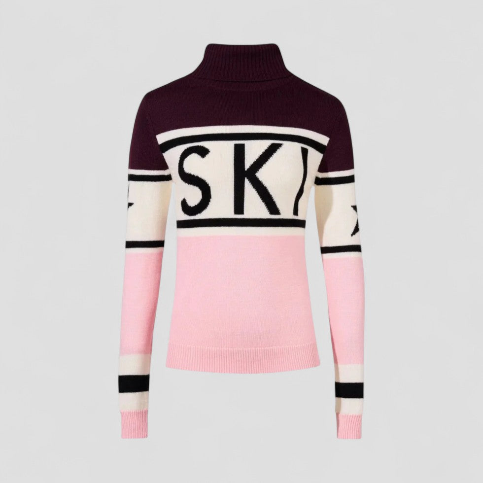 Women's Turtleneck Sweater with Modern Graphic