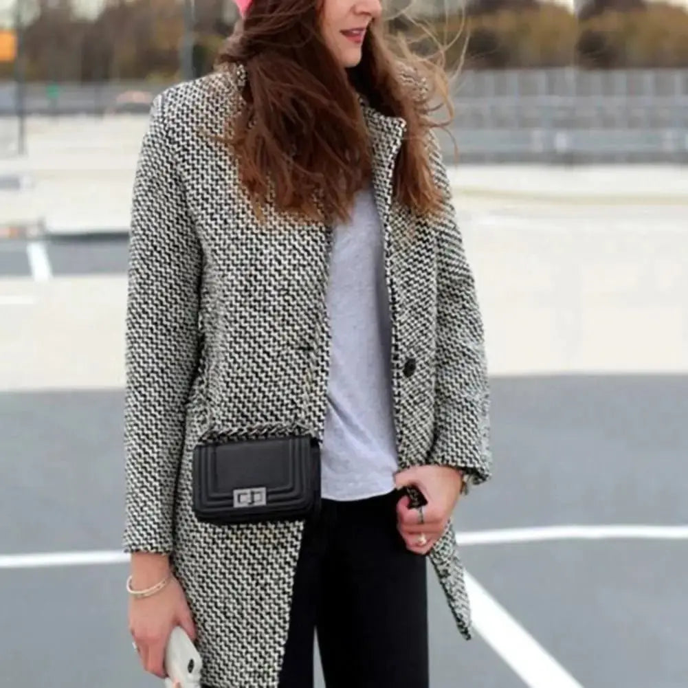 Women's V-Neck Button-Front Long Coat