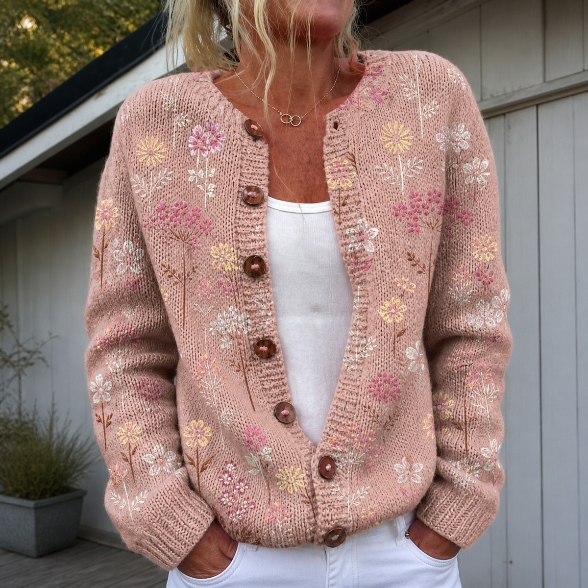 Women's Warm Floral Print Cardigan - Comfortable and Stylish