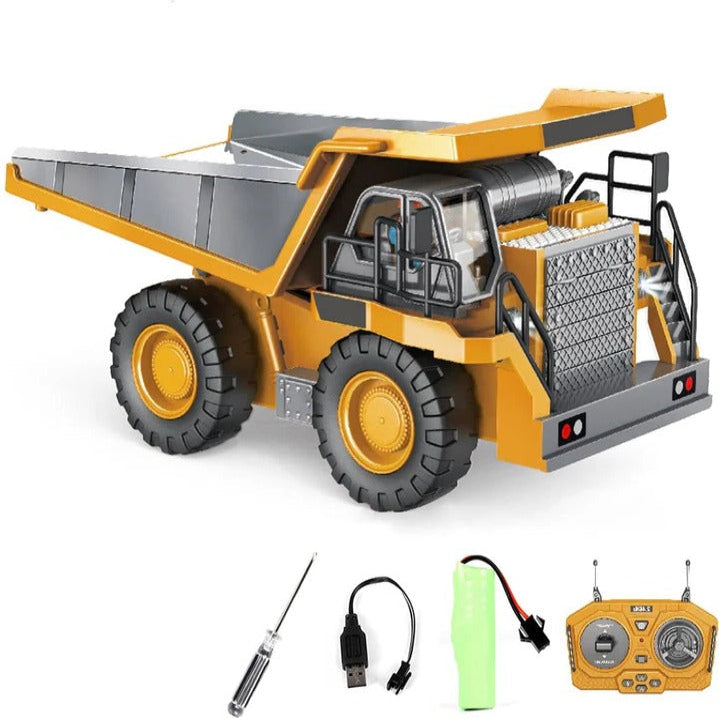 1:20 Scale All-Terrain Remote-Controlled Excavator Toy with Metal Attachments