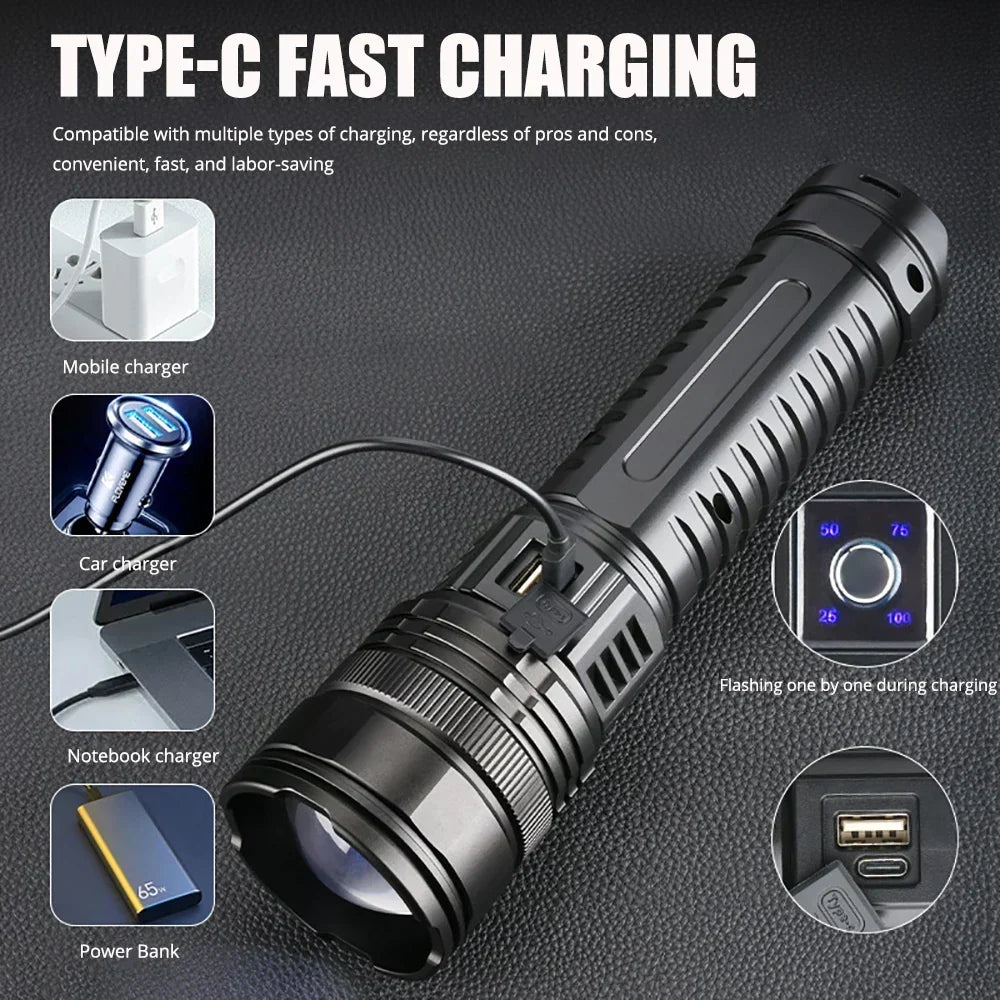 10,000-Lumen Rechargeable LED Flashlight