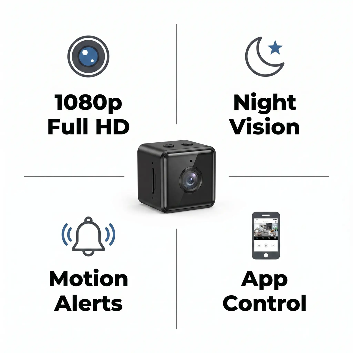1080P Wireless WiFi Security Camera - Weather-Resistant, App-Controlled Indoor and Outdoor Surveillance, Small CCTV Camera