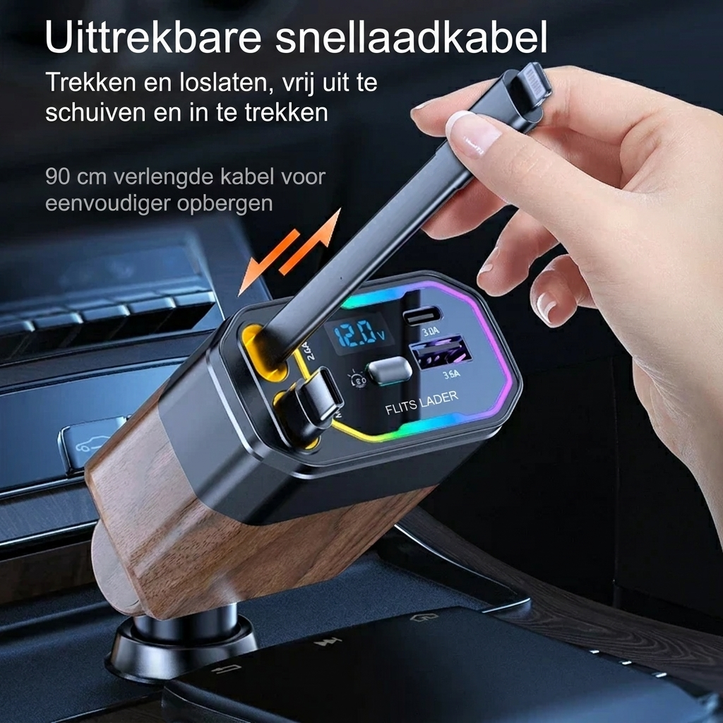 120W 4-in-1 Foldable Car Charger