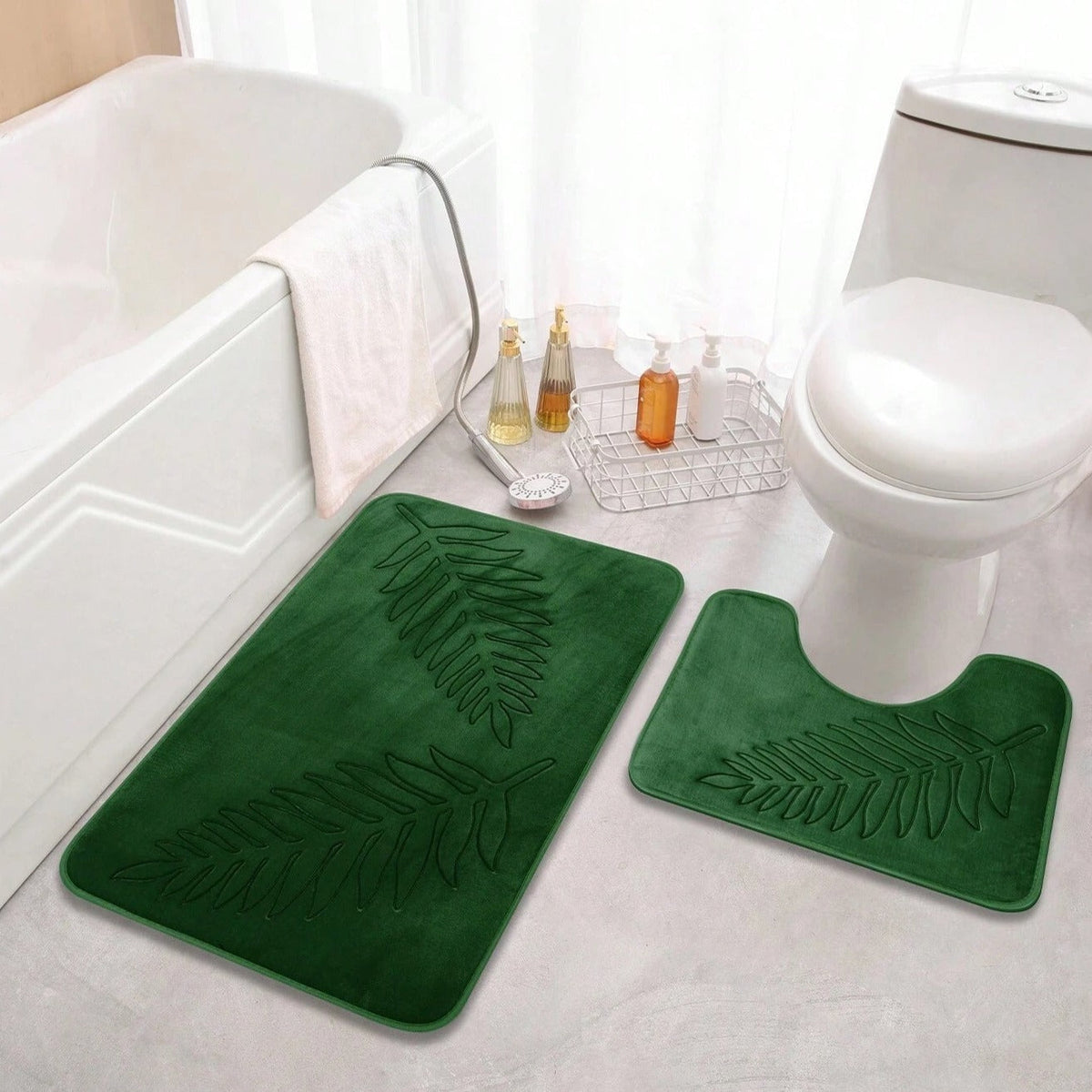 2-Piece Leaf Comfort Bath Mat Set