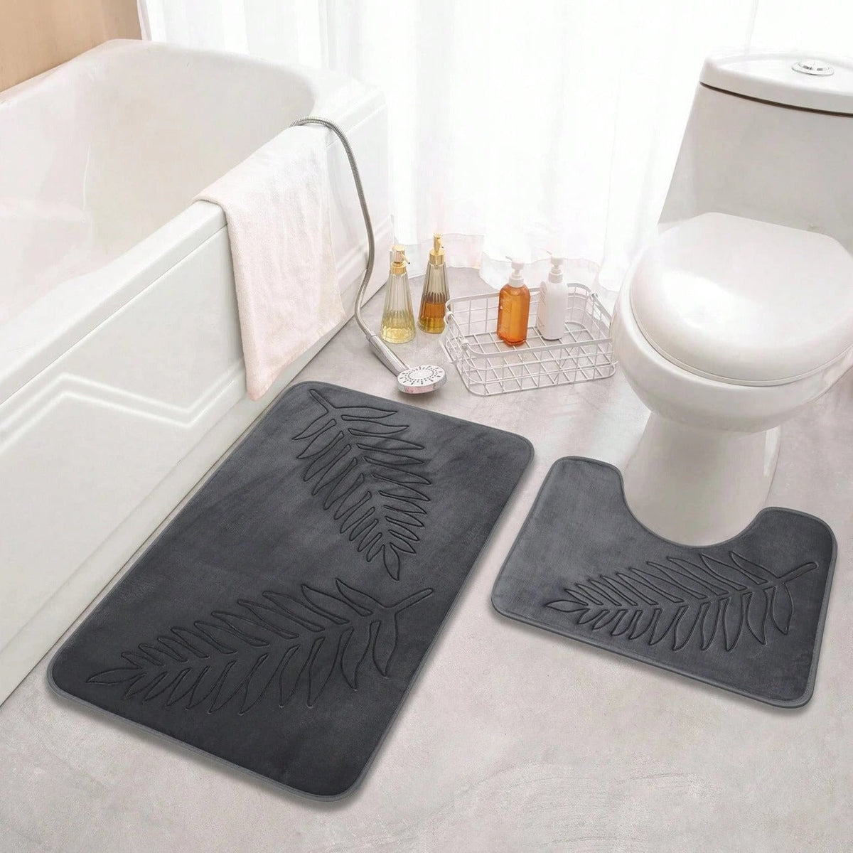 2-Piece Leaf Comfort Bath Mat Set