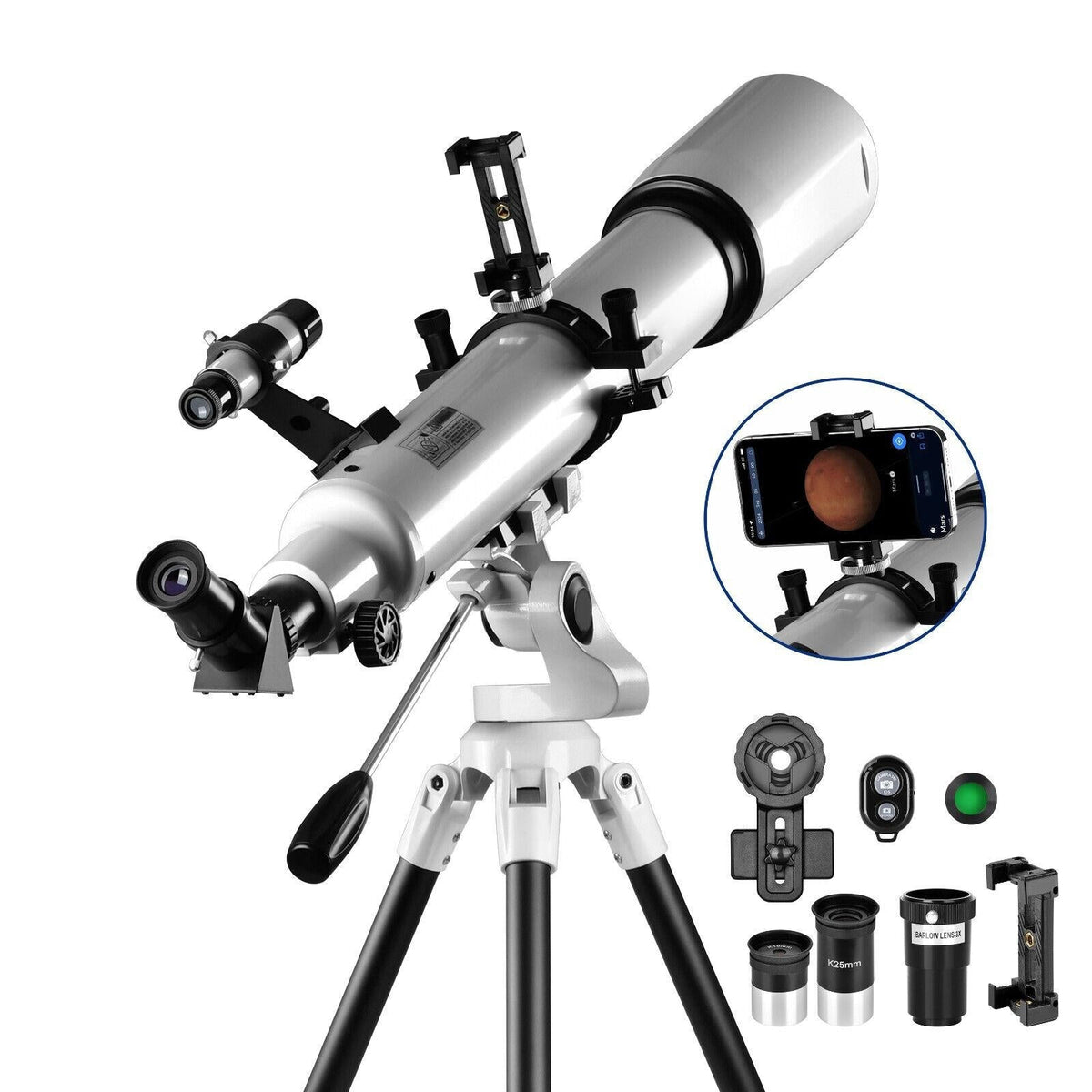 210X Astronomical Refractor Telescope with Star Tracking App – Beginner-Friendly