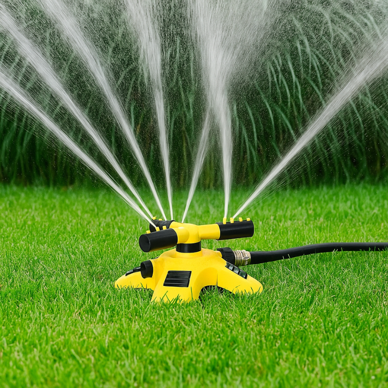 360° Rotating Lawn Sprinkler with Multi-Angle Adjustable Nozzles for Even Watering in Large Gardens