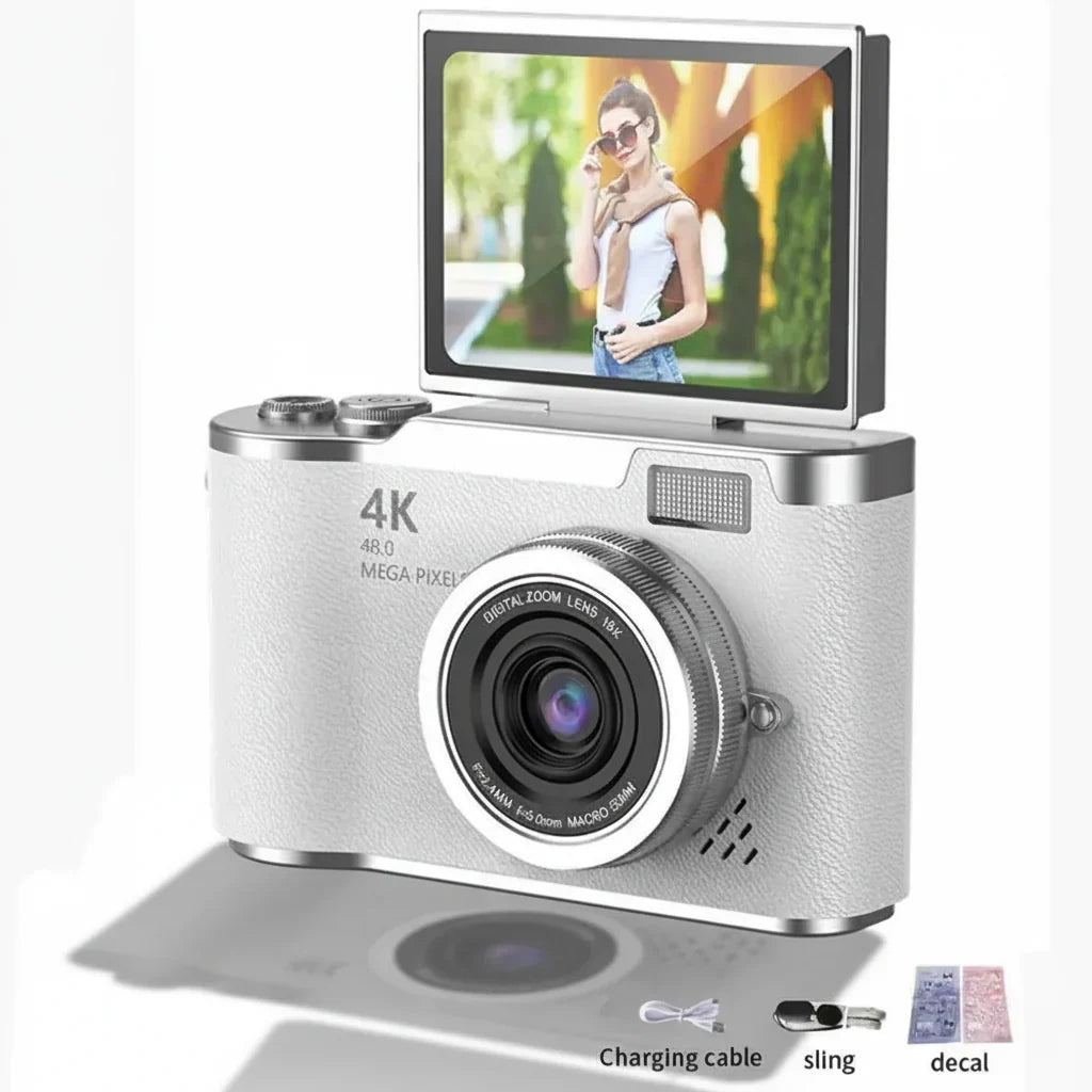 4K 48MP Compact Digital Camera with Flip Screen and 8X Zoom for Photo and Video