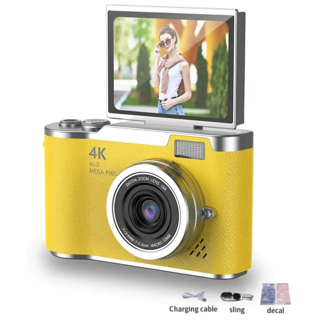 4K 48MP Compact Digital Camera with Flip Screen and 8X Zoom for Photo and Video