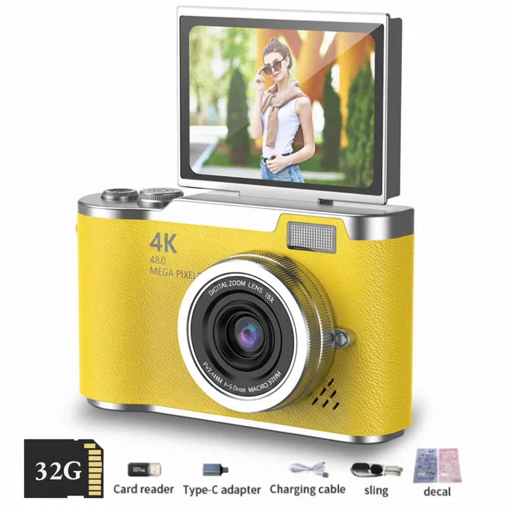 4K 48MP Compact Digital Camera with Flip Screen and 8X Zoom for Photo and Video