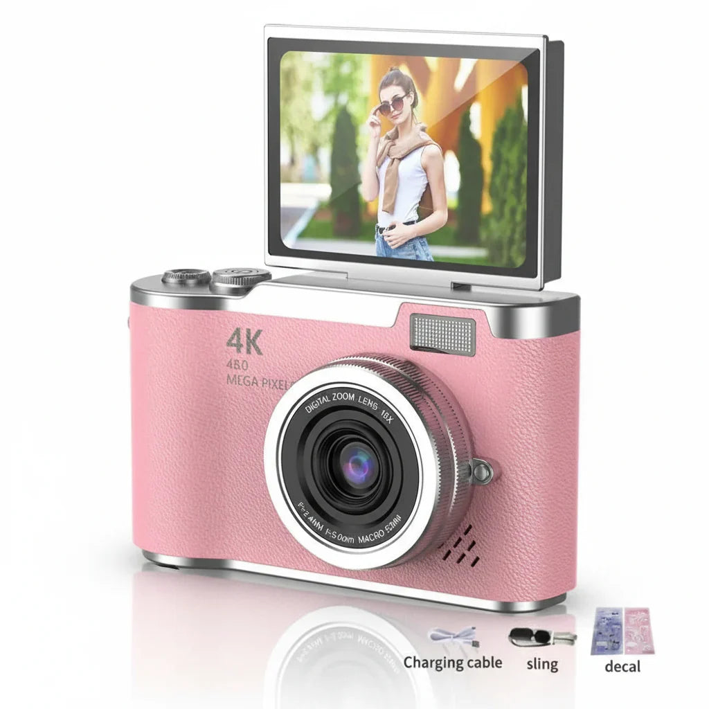 4K 48MP Compact Digital Camera with Flip Screen and 8X Zoom for Photo and Video