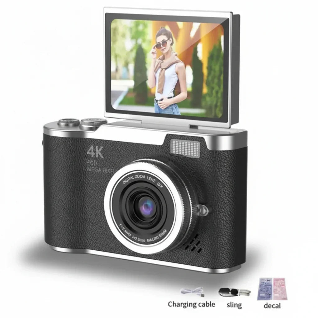 4K 48MP Compact Digital Camera with Flip Screen and 8X Zoom for Photo and Video