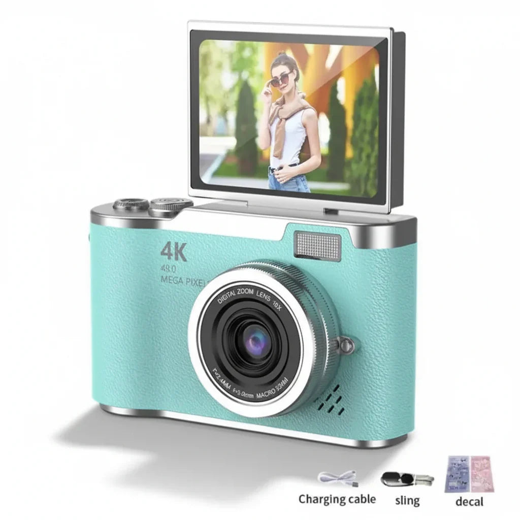 4K 48MP Compact Digital Camera with Flip Screen and 8X Zoom for Photo and Video