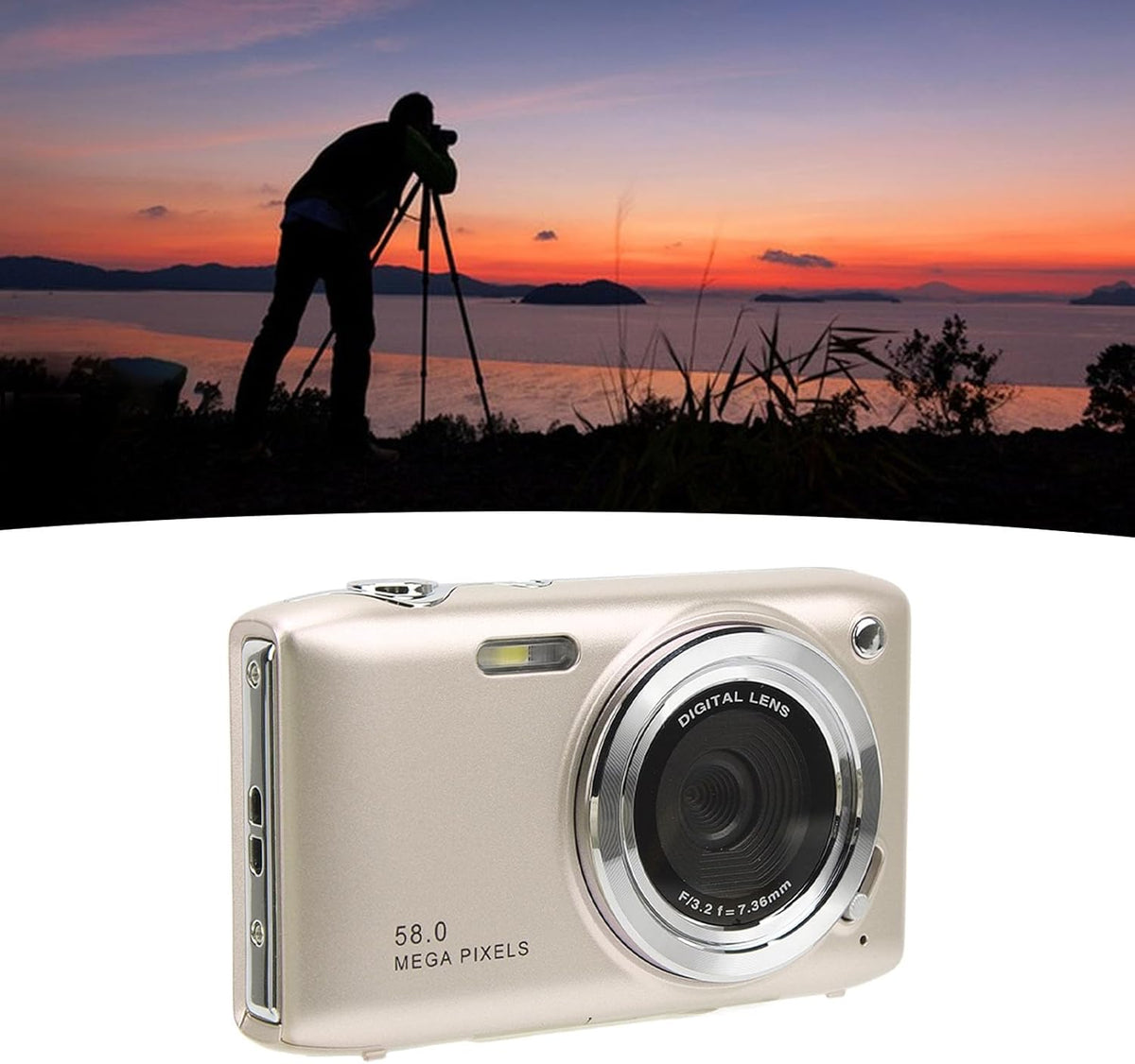 4K Compact Digital Camera with 58MP Photos and 16X Zoom