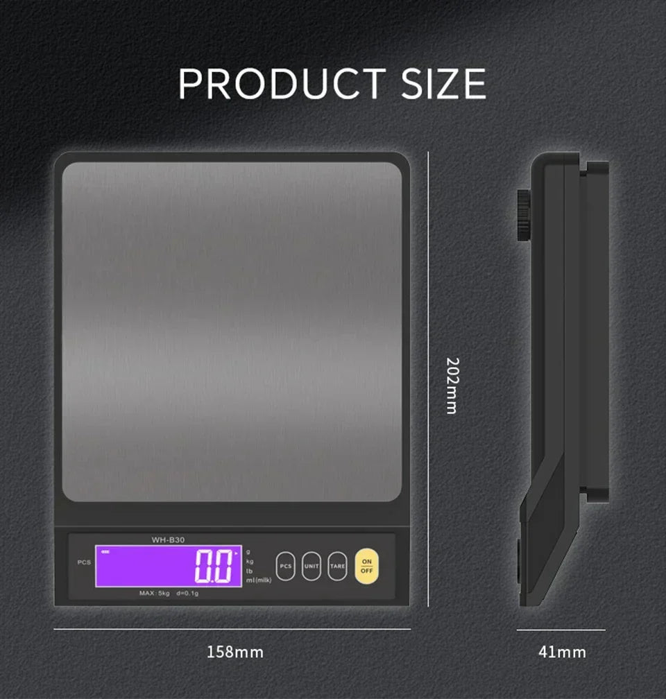 5 Kg/0.1 g and 10 kg/1 g Digital Electronic Kitchen Scale with LCD Display, Fully Waterproof Stainless Steel Baking Scale