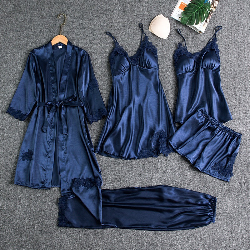 5-Piece Women's Pajama Set with Robe and Shorts