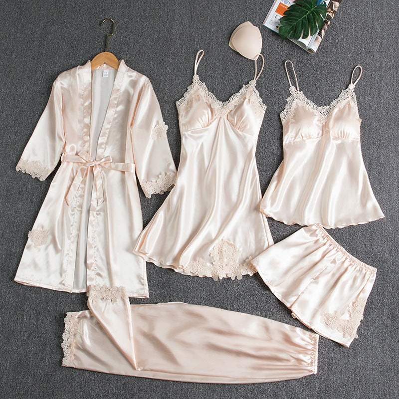 5-Piece Women's Pajama Set with Robe and Shorts