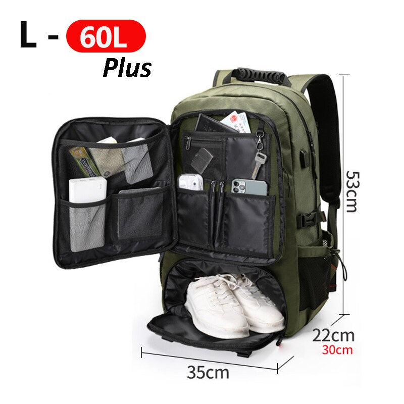 55-Litre Large-Capacity Water-Resistant Adventure Travel Backpack