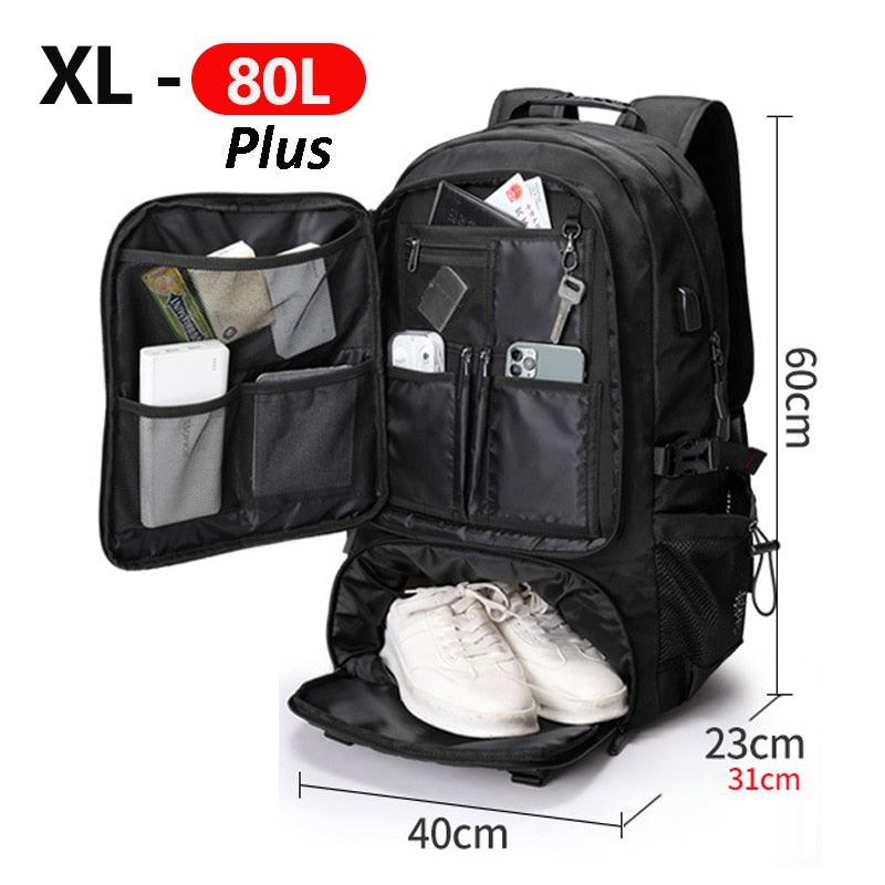 55-Litre Large-Capacity Water-Resistant Adventure Travel Backpack