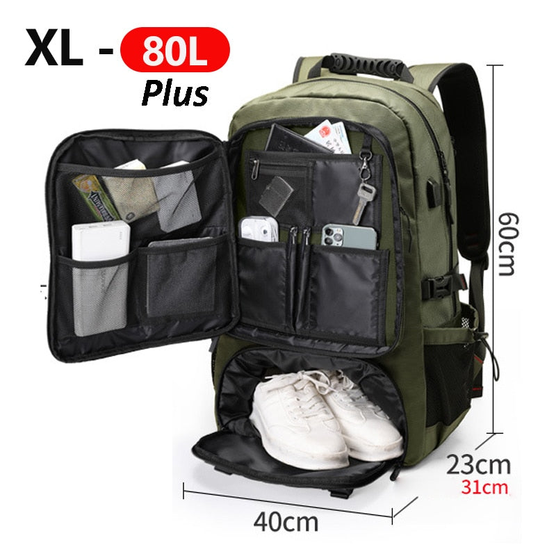 55-Litre Large-Capacity Water-Resistant Adventure Travel Backpack