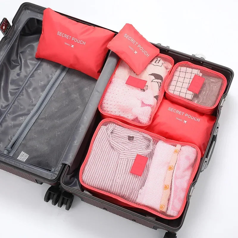 6-Piece Luggage Organizer Set – Waterproof & Space-Saving Oxford Fabric