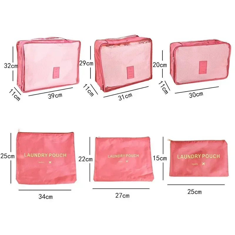 6-Piece Luggage Organizer Set – Waterproof & Space-Saving Oxford Fabric