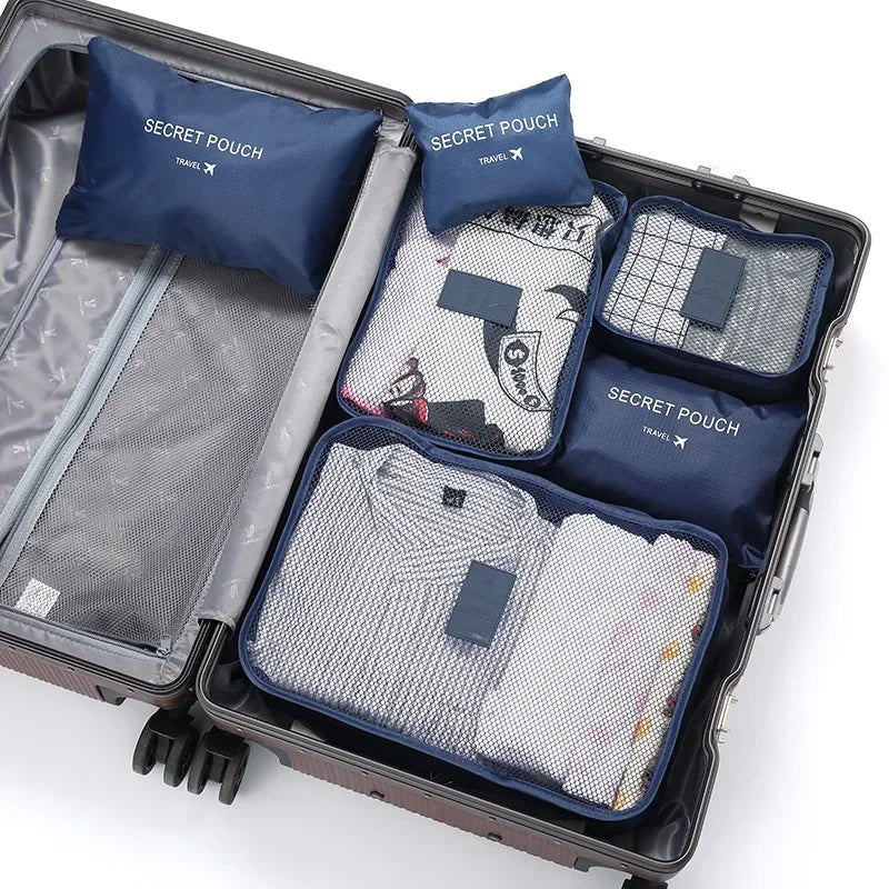 6-Piece Luggage Organizer Set – Waterproof & Space-Saving Oxford Fabric