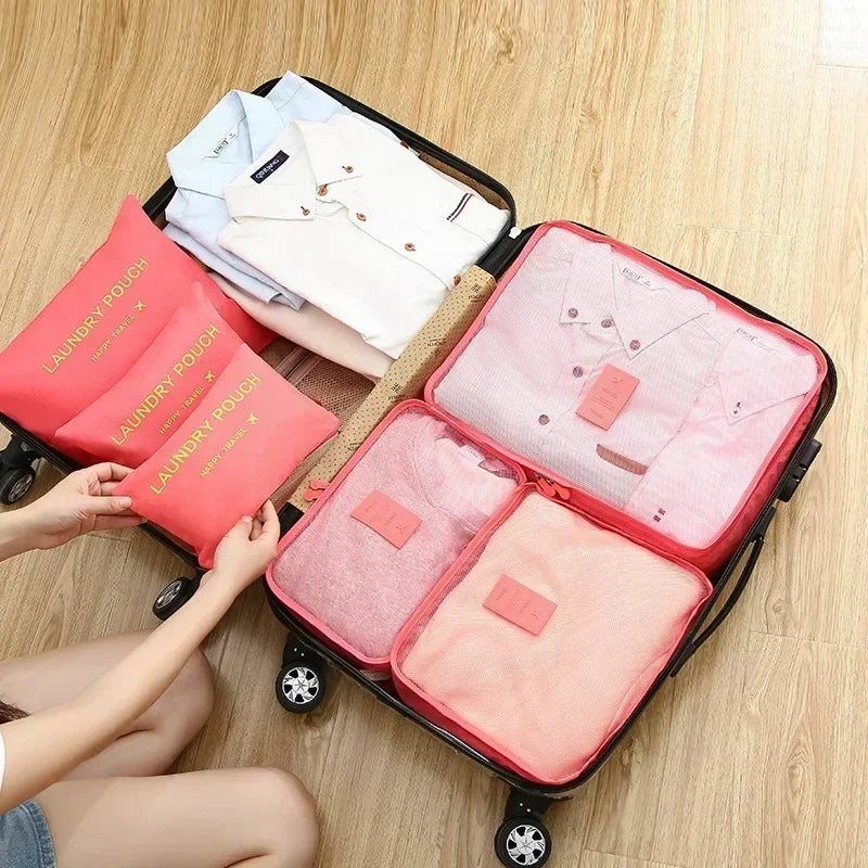 6-Piece Luggage Organizer Set – Waterproof & Space-Saving Oxford Fabric
