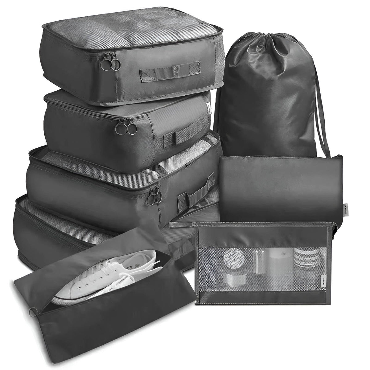 7-Piece Travel Organizer Set with Mesh